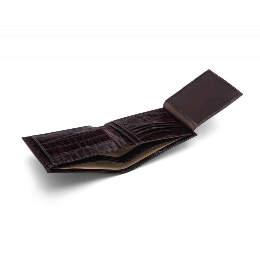 Leather coin wallet, brown croc, interior