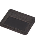 Brown Croc Flat Compact Credit Card Wallet With 2 ID Windows, 6CC