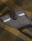 Brown Croc Flat Compact Credit Card Wallet With 2 ID Windows, 6CC, lifestyle