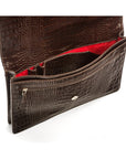 Small leather A4 portfolio case, brown croc, inside