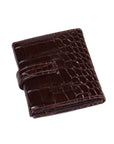 Mini leather trifold photo frame, brown croc, 60 x 40mm, back