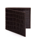 Men's leather billfold wallet, brown croc, front