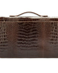 Small leather briefcase, brown croc, back