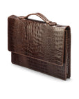 Small leather briefcase, brown croc, side