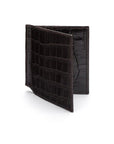 Brown Croc Compact Leather Money Clip Wallet