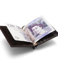 Brown Croc Compact Leather Money Clip Wallet