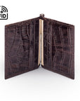 Clip wallet for men, brown croc, inside view
