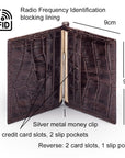 Clip wallet for men, brown croc, features