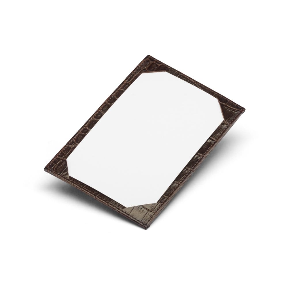Brown Croc Slim Flat Leather Pocket Jotter Card Wallet
