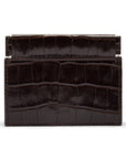 Leather squeeze spring coin purse, brown croc, back