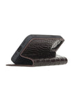 Brown Croc With Red Leather iPhone 12 Mini Wallet Case