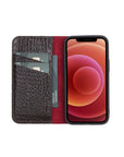 Brown Croc With Red Leather iPhone 12 Mini Wallet Case