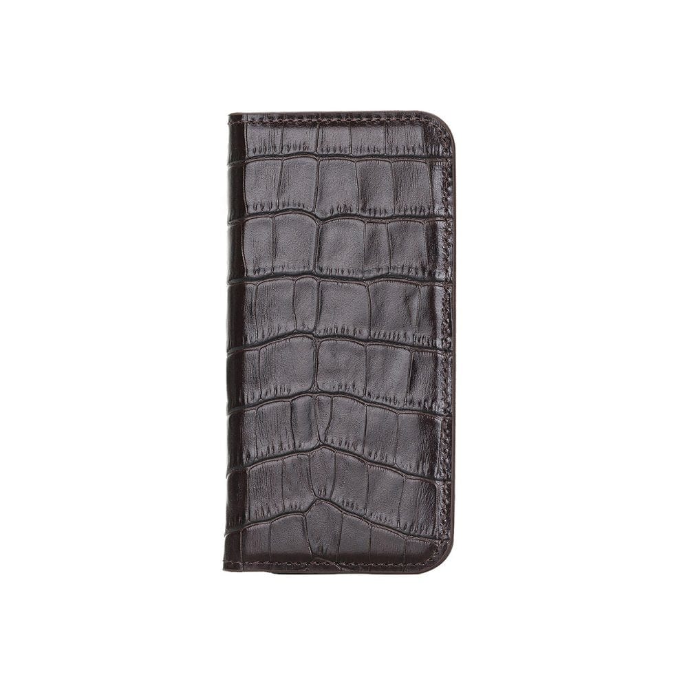 Brown Croc With Red Leather iPhone 12 Mini Wallet Case