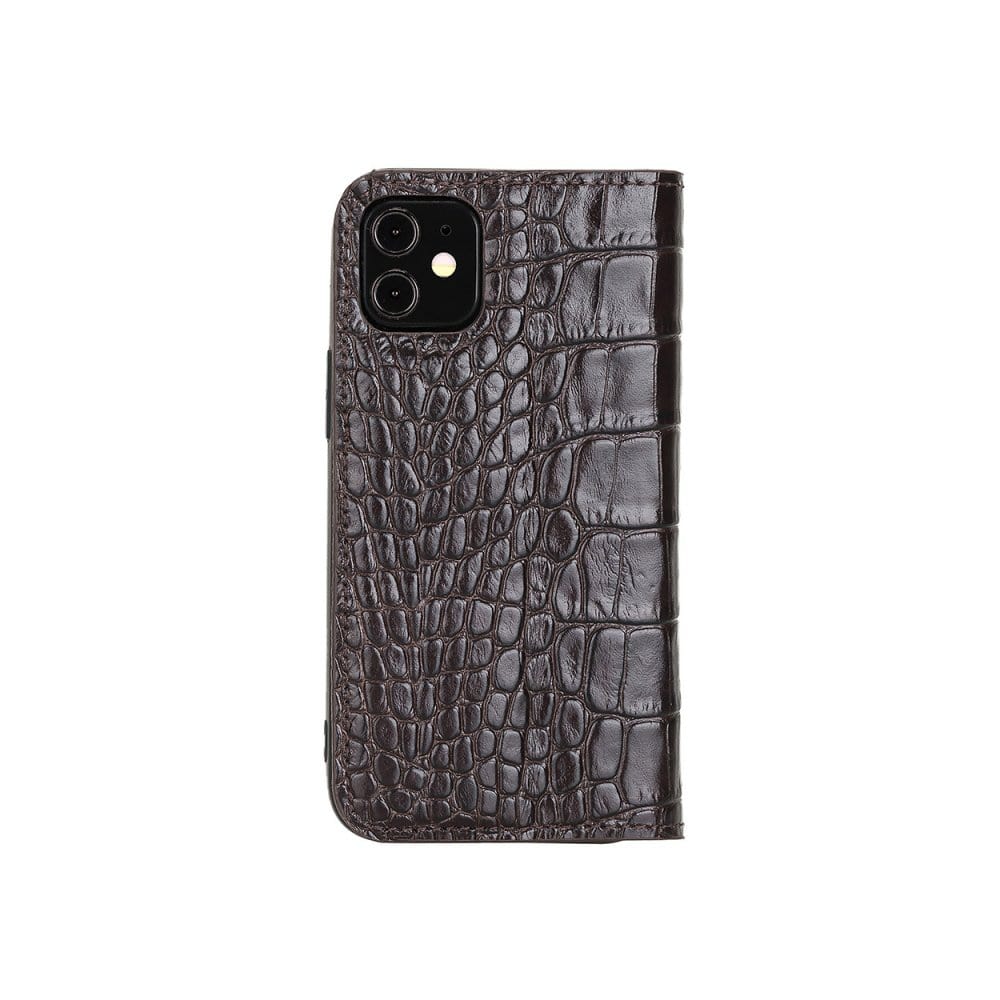 Brown Croc With Red Leather iPhone 12 Mini Wallet Case