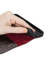 Brown Croc With Red Leather iPhone 12 Mini Wallet Case