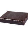 Brown Croc With Red Men's Large Leather Cufflink Box