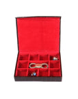 Brown Croc With Red Men's Large Leather Cufflink Box