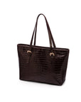 Women's leather 13" laptop workbag, brown croc
