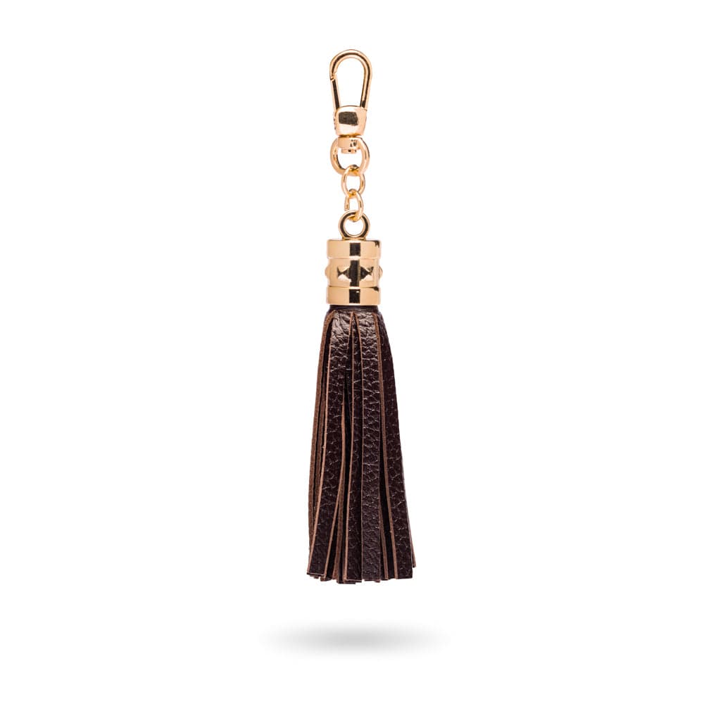 Decorative leather tassel, brown 2