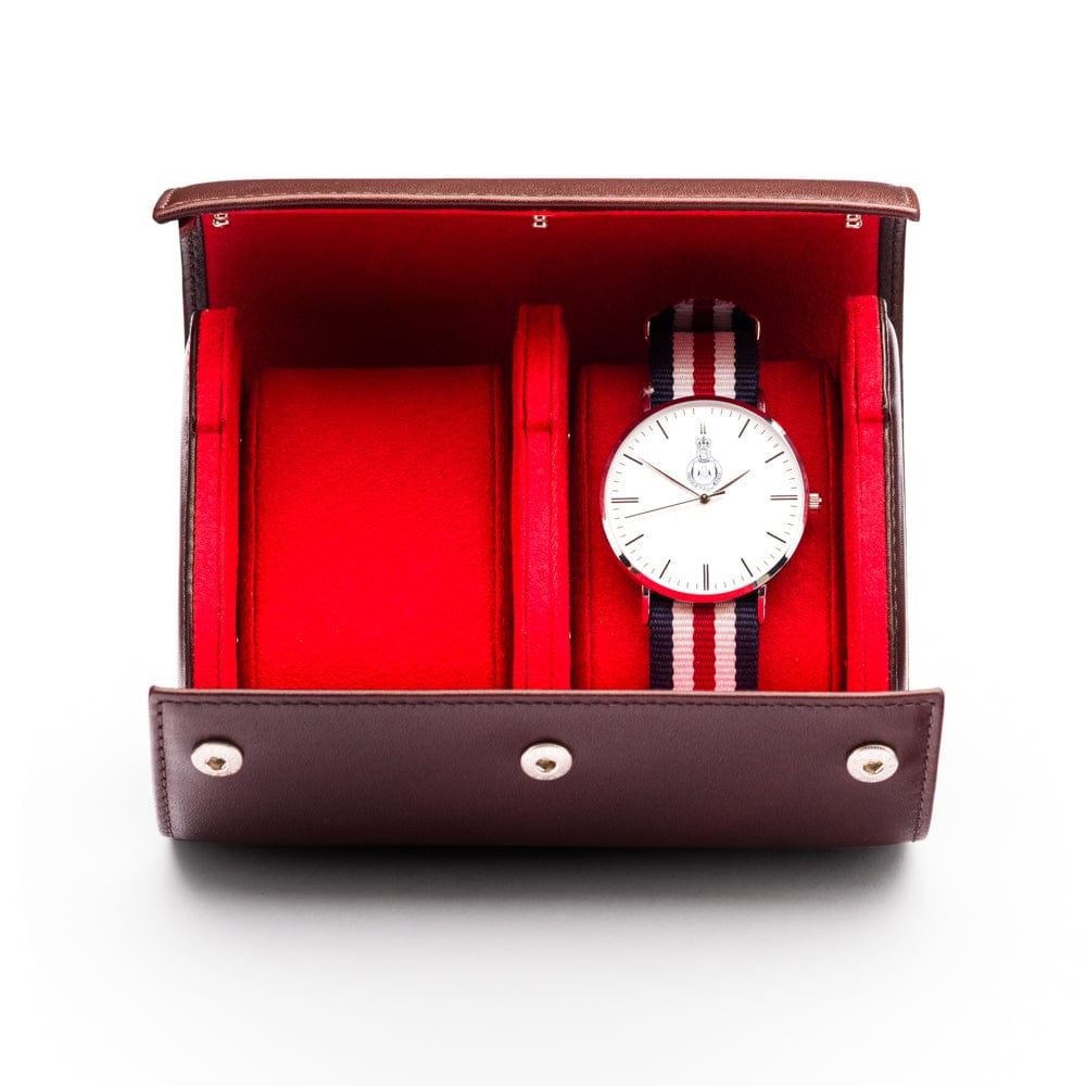 Double watch roll, brown, with watch