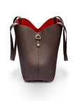 Leather tote bag, brown, side view