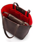 Leather tote bag, brown, with inner bag