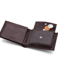 Leather coin wallet, brown, inside