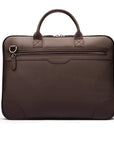 16" slim leather laptop bag, brown, back view