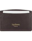 Brown Flat Leather Credit Card Case With RFID Blocking Lining