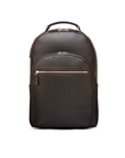 Men's leather 15" laptop backpack, brown pebble grain, front
