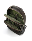 Men's leather 15" laptop backpack, brown pebble grain, inside