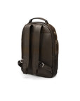 Men's leather 15" laptop backpack, brown pebble grain, back view