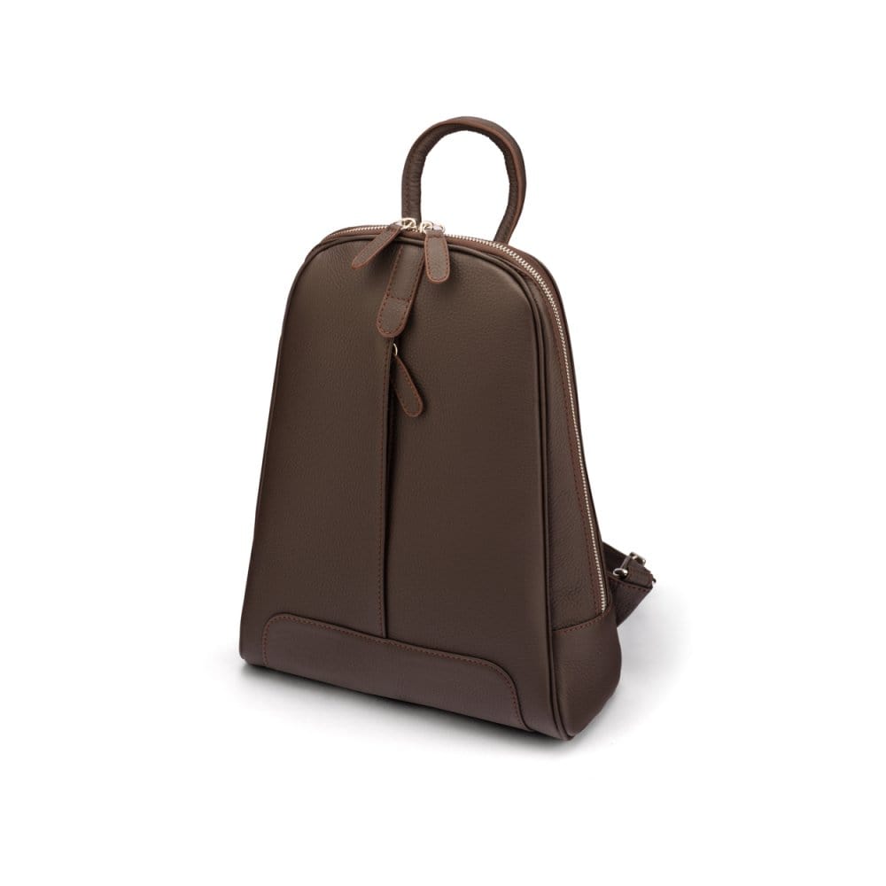 Ladies leather backpack, brown, side