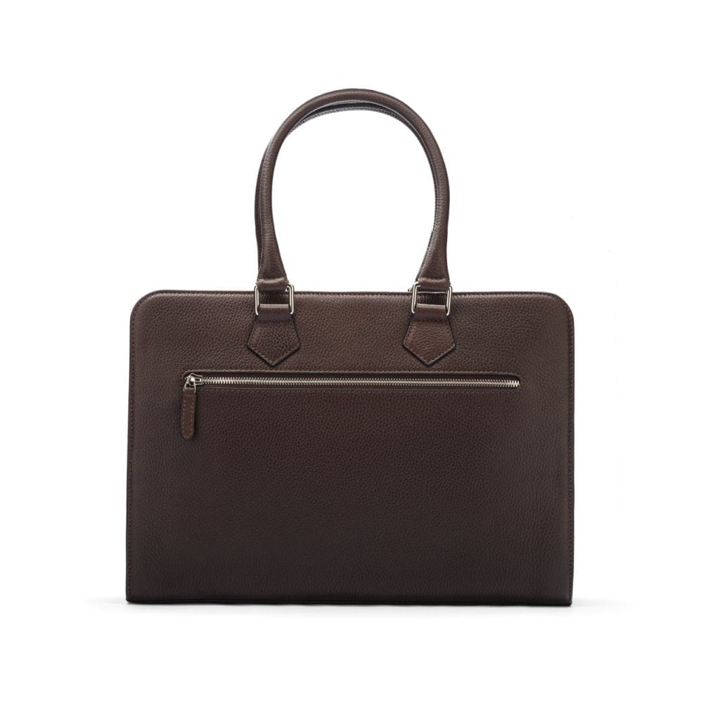 Ladies leather 13" laptop bag, brown, back