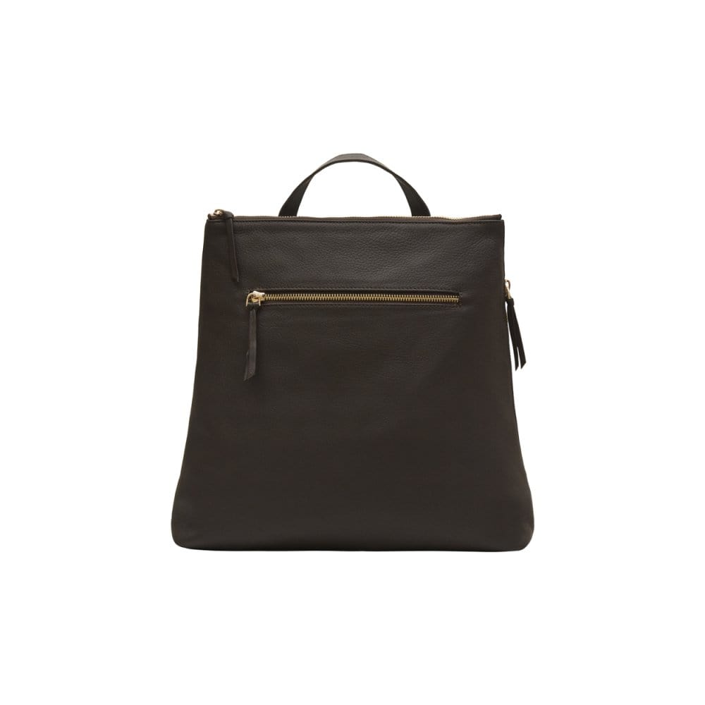 Leather 13" laptop backpack, brown, front