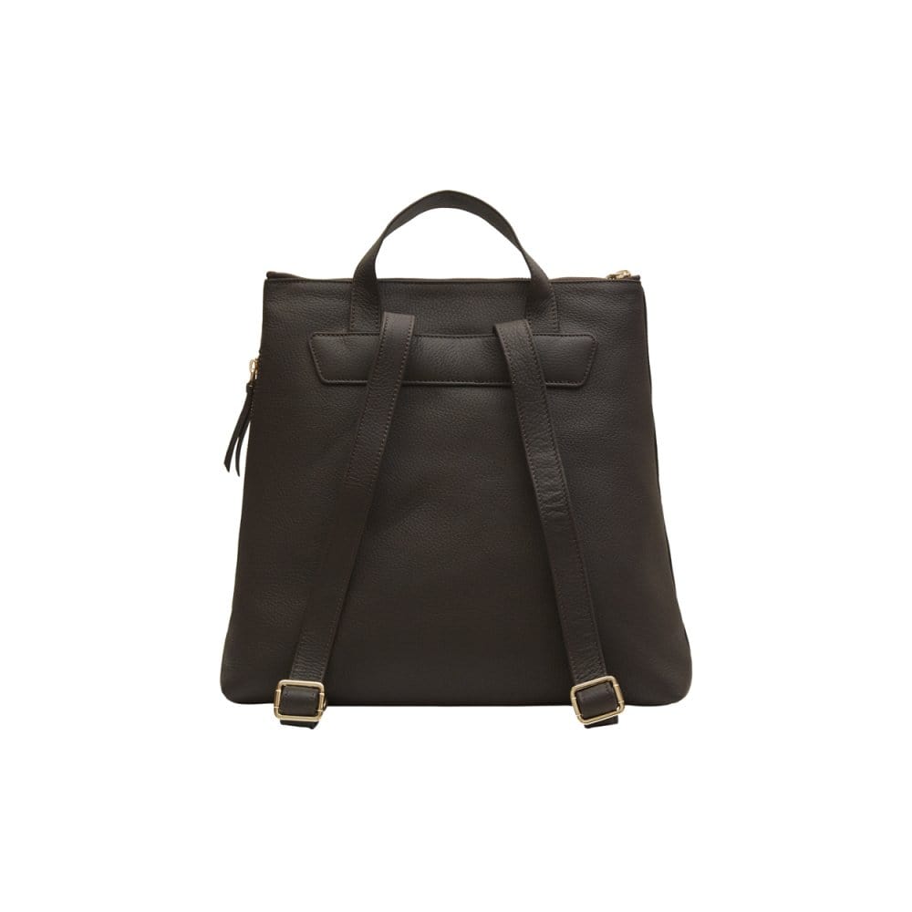 Leather 13" laptop backpack, brown, back