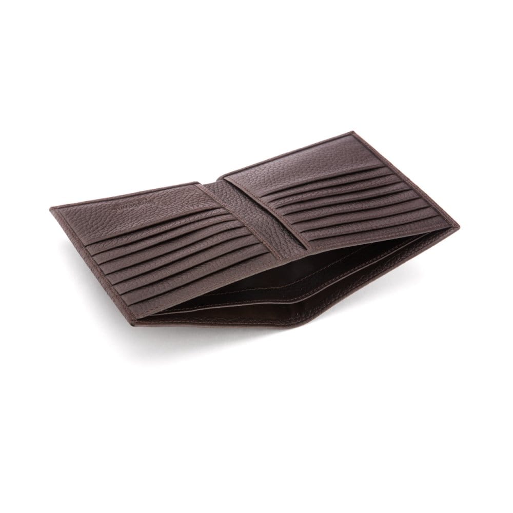 3/4 height leather wallet 14 CC, brown, inside