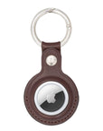Leather air tag holder, brown, front