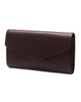 Leather accordion clutch purse with 12 card slots, brown saffiano, front