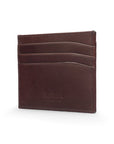 Leather flat credit card wallet 6 CC, brown, back