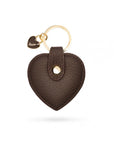 Leather heart shaped key ring, brown, front