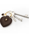 Leather heart shaped key ring, brown