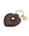 Leather heart shaped key ring, brown, back