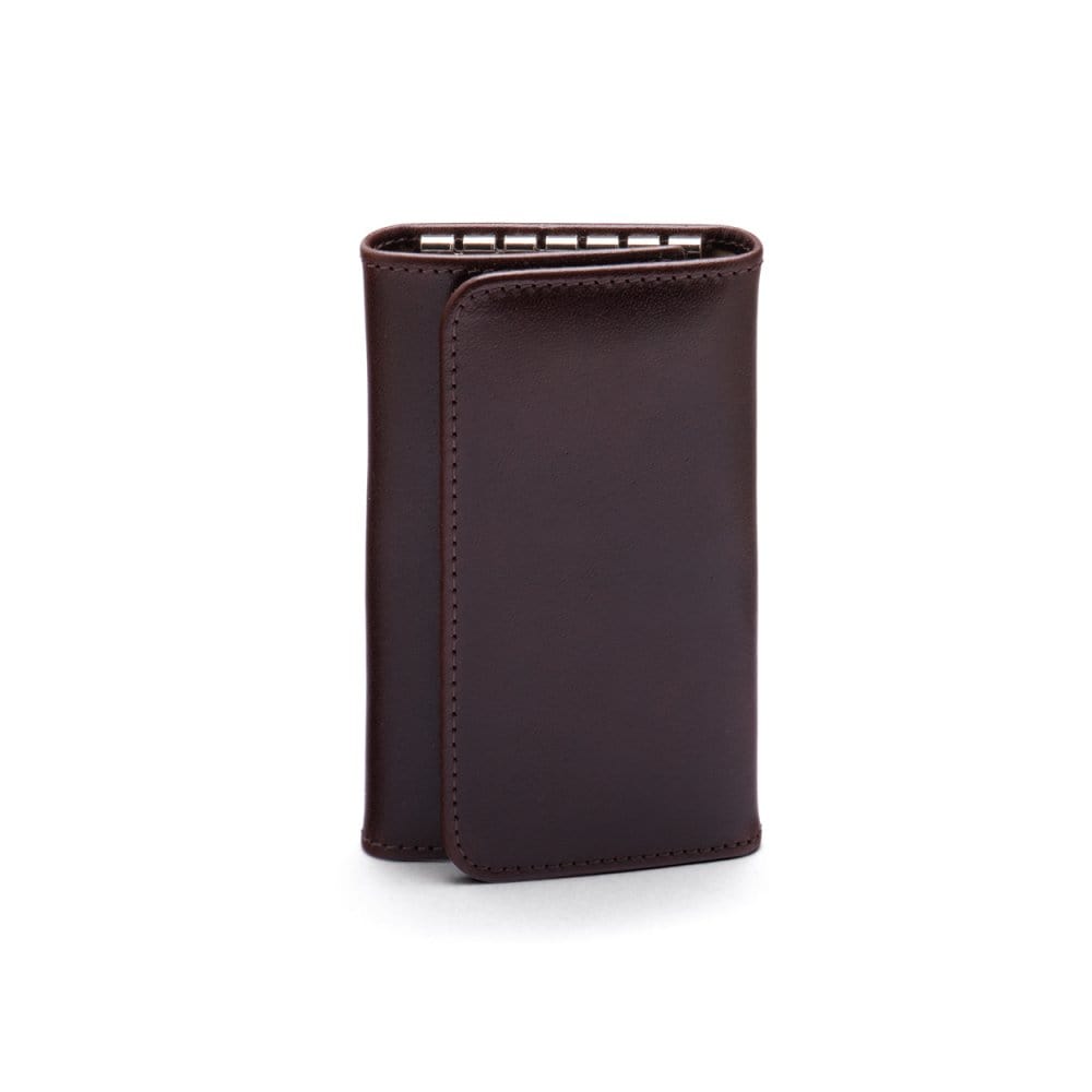 Key wallet with detachable key fob, brown, front
