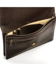 Small leather A4 portfolio case, brown, inside