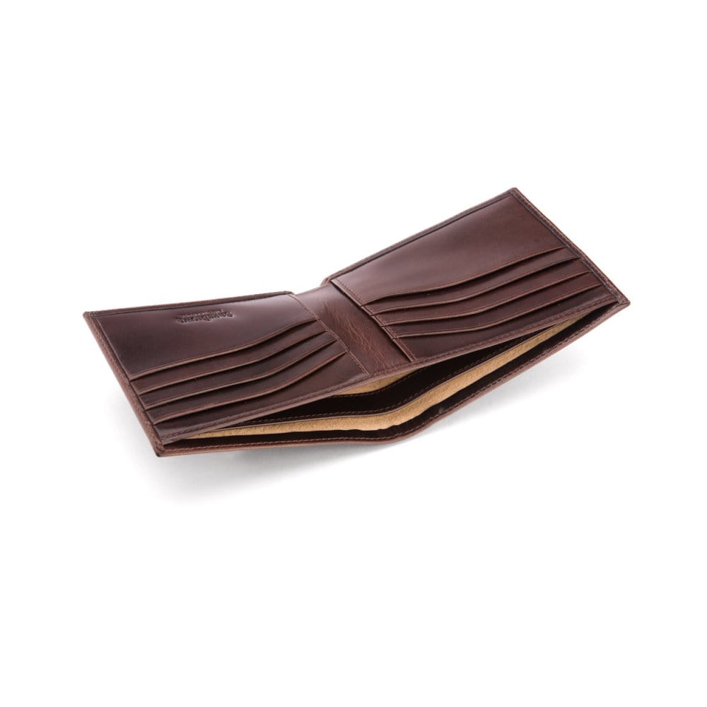 Brown Compact Leather Billfold Wallet With RFID Protection