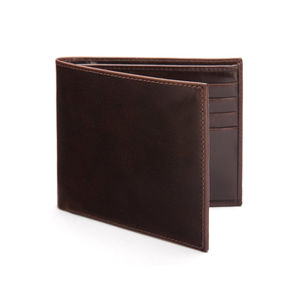 Brown Compact Leather Billfold Wallet With RFID Protection