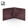 RFID leather wallet for men, brown, open view