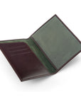 Luxury leather passport cover, brown, open