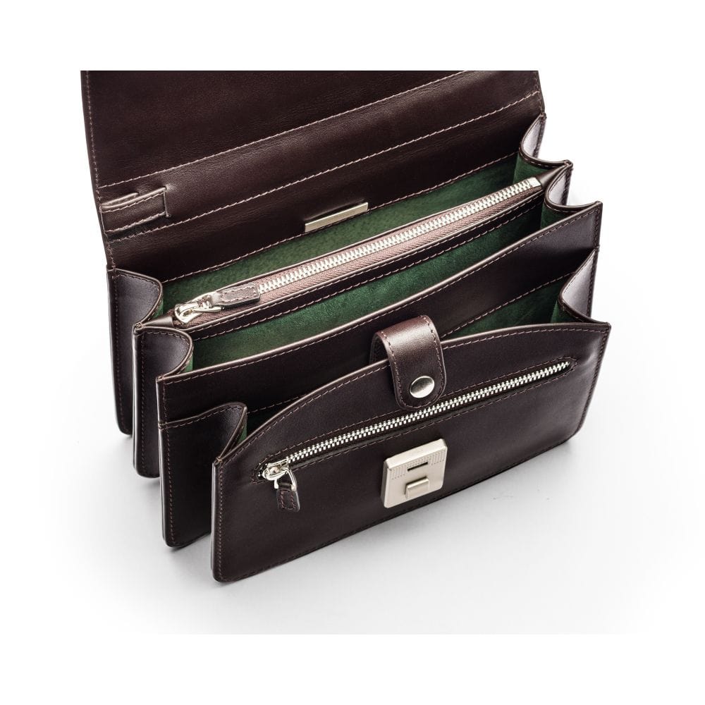 Brown Men's Leather A5 Expandable Clutch Bag